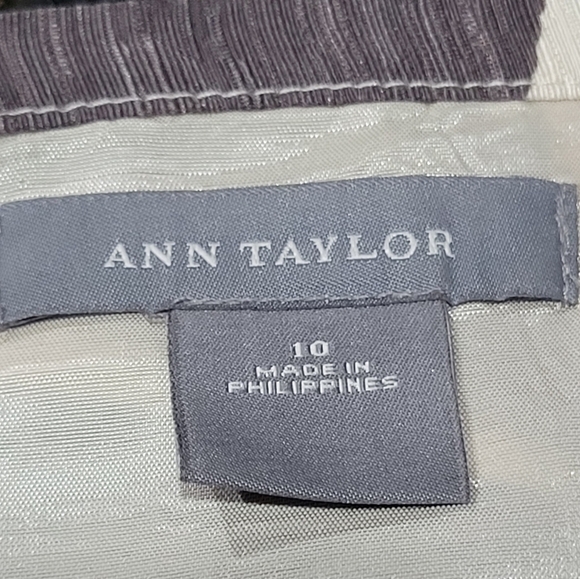 Ann Taylor Size 10 Silk Linen Blend Contemporary Brown Black Cream Skirt Office - Picture 7 of 7